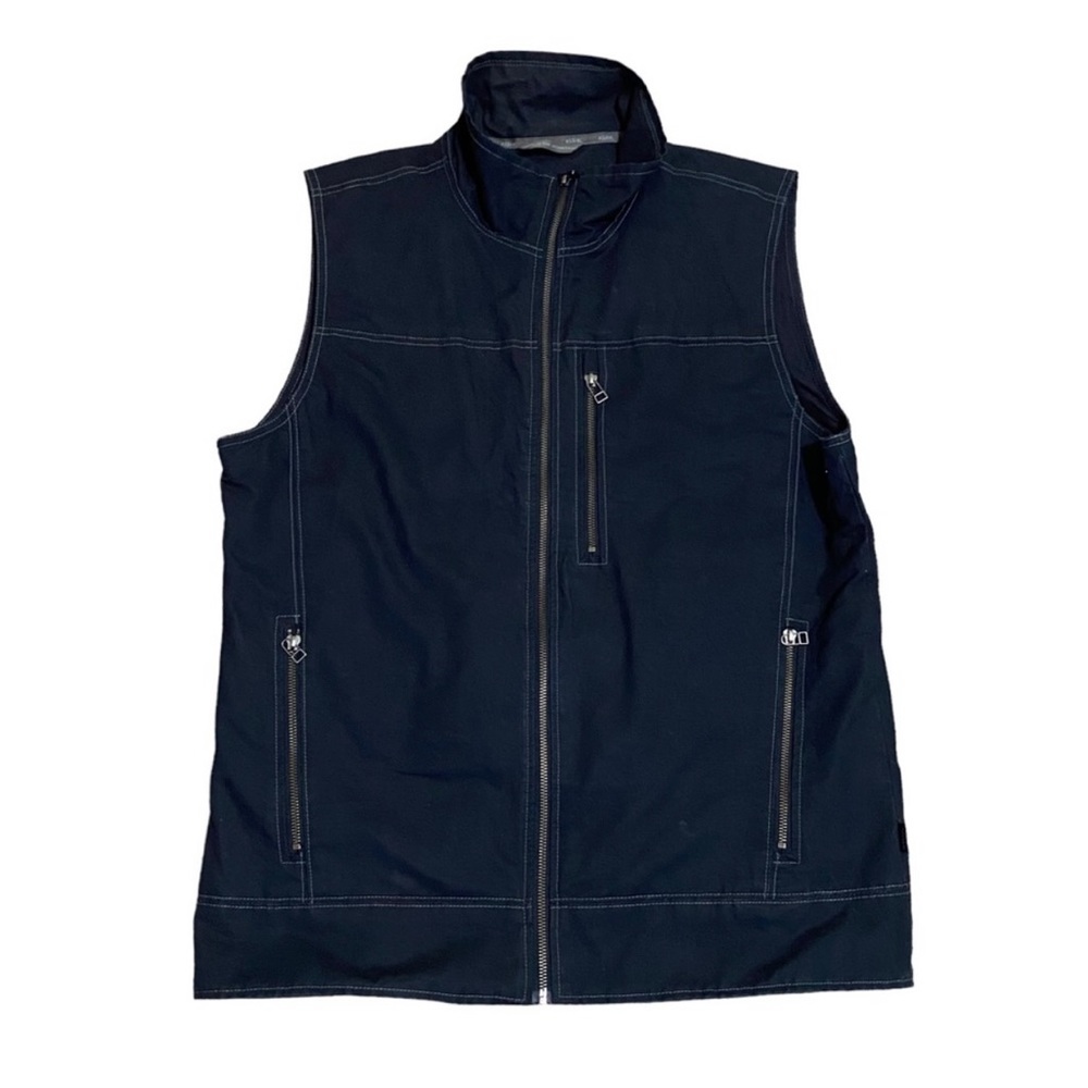 Kuhl Burr Lined Vest Vintage Patina Dye Large Black Canvas Zip Pockets